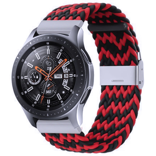 For Samsung Galaxy Watch 4 / Watch 5 20mm Nylon Braided Metal Buckle Watch Band(W Black Red) by buy2fix