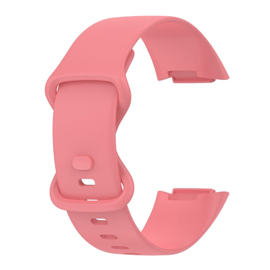 For Fitbit Charge 5 Monochromatic Silicone Watch Band, Size：Large Size(Pink) by buy2fix