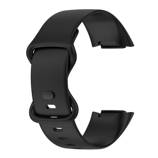 For Fitbit Charge 5 Monochromatic Silicone Watch Band, Size：Large Size(Black) by buy2fix