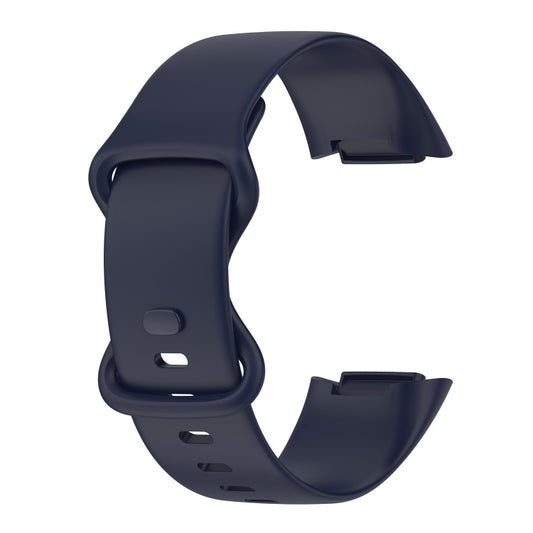 For Fitbit Charge 5 Monochromatic Silicone Watch Band, Size：Large Size(Dark blue) by buy2fix
