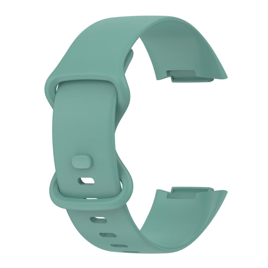 For Fitbit Charge 5 Monochromatic Silicone Watch Band, Size：Large Size(Pine needle green) by buy2fix