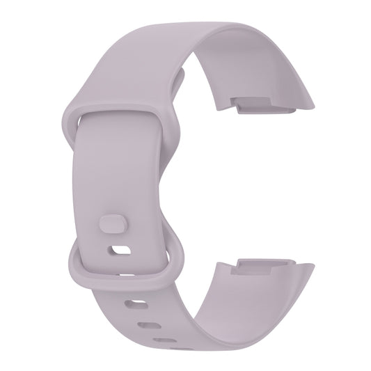 For Fitbit Charge 5 Monochromatic Silicone Watch Band, Size：Large Size(Lavender purple) by buy2fix
