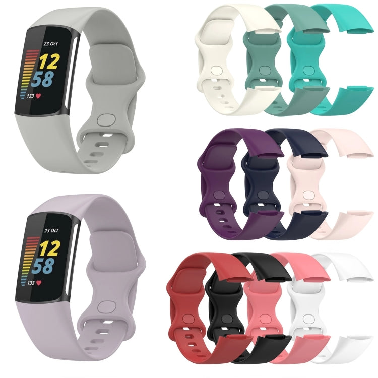 For Fitbit Charge 5 Monochromatic Silicone Watch Band, Size：Large Size(Milky white) - Watch Bands by buy2fix | Online Shopping UK | buy2fix