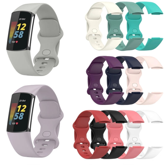 For Fitbit Charge 5 Monochromatic Silicone Watch Band, Size: Small Size(White) by buy2fix