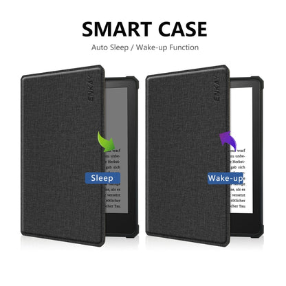 For Amazon Kindle Paperwhite 5 2021 ENKAY Solid Color Denim Texture Horizontal Flip Leather Tablet Case with Sleep / Wake-up Function(Black) - Amazon by ENKAY | Online Shopping UK | buy2fix