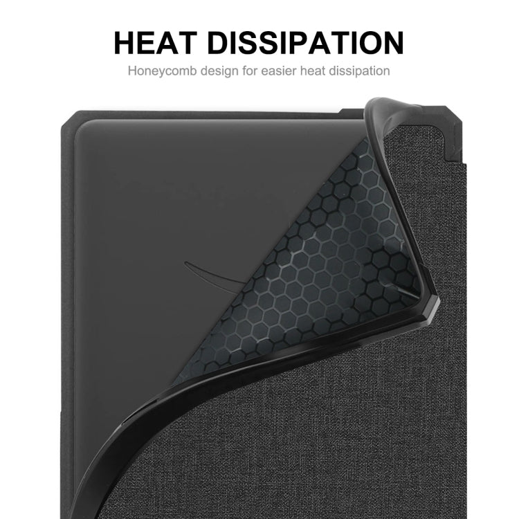 For Amazon Kindle Paperwhite 5 2021 ENKAY Solid Color Denim Texture Horizontal Flip Leather Tablet Case with Sleep / Wake-up Function(Black) - Amazon by ENKAY | Online Shopping UK | buy2fix