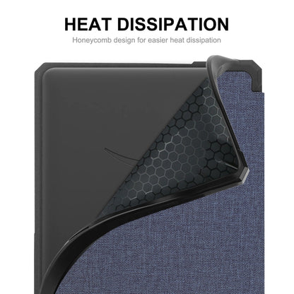 For Amazon Kindle Paperwhite 5 2021 ENKAY Solid Color Denim Texture Horizontal Flip Leather Tablet Case with Sleep / Wake-up Function(Dark Blue) - Amazon by ENKAY | Online Shopping UK | buy2fix
