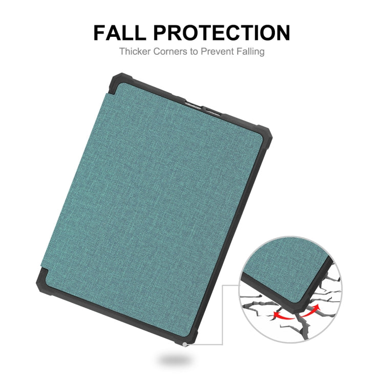 For Amazon Kindle Paperwhite 5 2021 ENKAY Solid Color Denim Texture Horizontal Flip Leather Tablet Case with Sleep / Wake-up Function(Green) - Amazon by ENKAY | Online Shopping UK | buy2fix