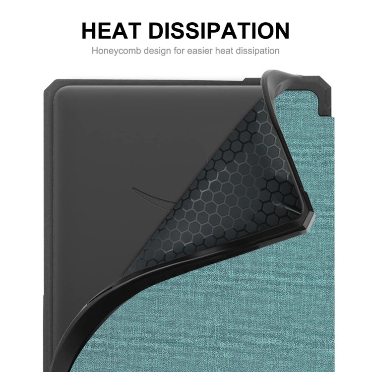 For Amazon Kindle Paperwhite 5 2021 ENKAY Solid Color Denim Texture Horizontal Flip Leather Tablet Case with Sleep / Wake-up Function(Green) - Amazon by ENKAY | Online Shopping UK | buy2fix