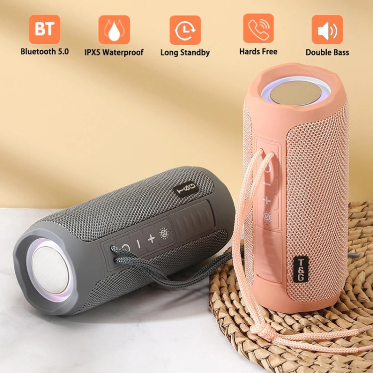T&G TG227 Outdoor Portable Waterproof Bluetooth Music Speaker with LED Support FM / TF / USB(Gray) - Desktop Speaker by T&G | Online Shopping UK | buy2fix
