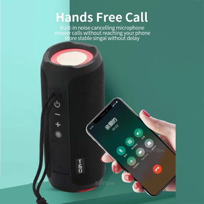 T&G TG227 Outdoor Portable Waterproof Bluetooth Music Speaker with LED Support FM / TF / USB(Black) - Desktop Speaker by T&G | Online Shopping UK | buy2fix