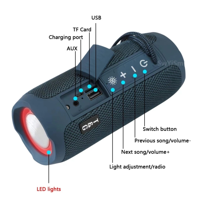 T&G TG227 Outdoor Portable Waterproof Bluetooth Music Speaker with LED Support FM / TF / USB(Black) - Desktop Speaker by T&G | Online Shopping UK | buy2fix