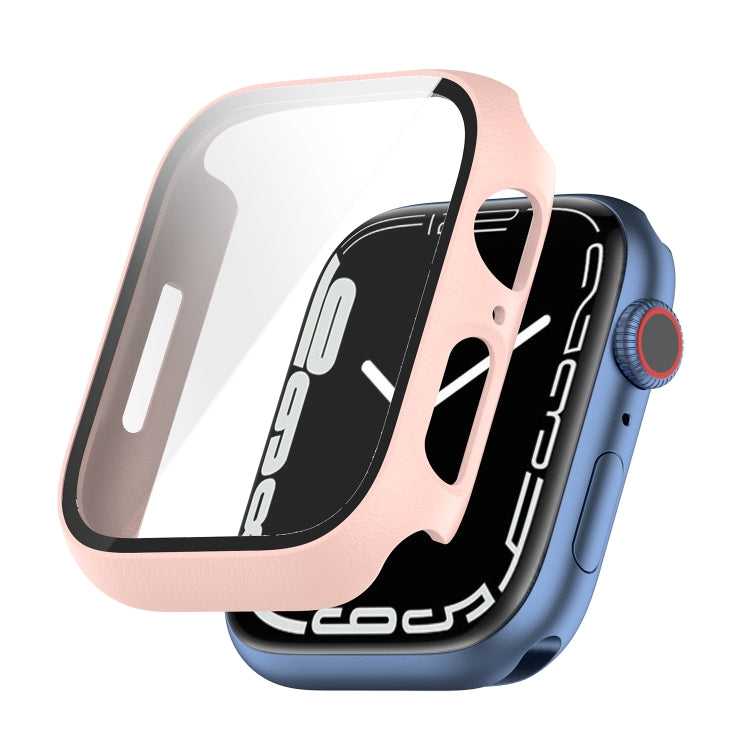 Shockproof PC Protective Case with Tempered Glass Film For Apple Watch Series 9 / 8 / 7 45mm(pink) - Watch Cases by buy2fix | Online Shopping UK | buy2fix