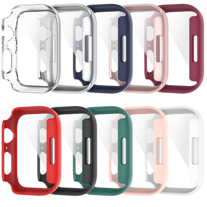 Shockproof PC Protective Case with Tempered Glass Film For Apple Watch Series 9 / 8 / 7 45mm(pink) - Watch Cases by buy2fix | Online Shopping UK | buy2fix