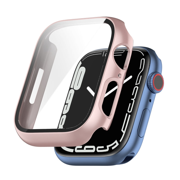 Shockproof PC Protective Case with Tempered Glass Film For Apple Watch Series 9 / 8 / 7 41mm(rose gold) by buy2fix