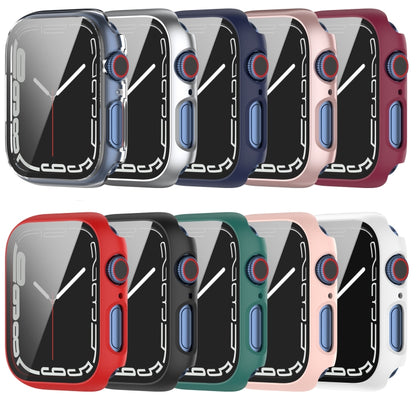 Shockproof PC Protective Case with Tempered Glass Film For Apple Watch Series 9 / 8 / 7 41mm(rose gold) by buy2fix