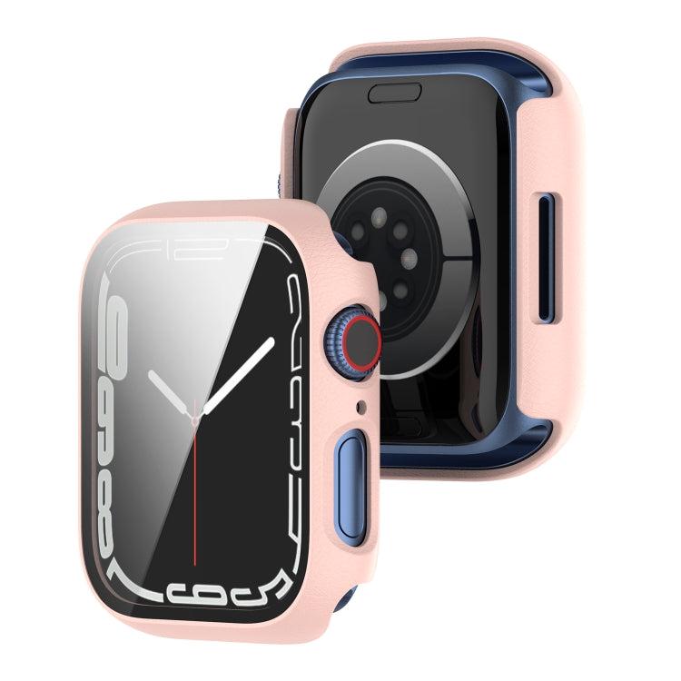 Shockproof PC Protective Case with Tempered Glass Film For Apple Watch Series 9 / 8 / 7 41mm(rose gold) by buy2fix