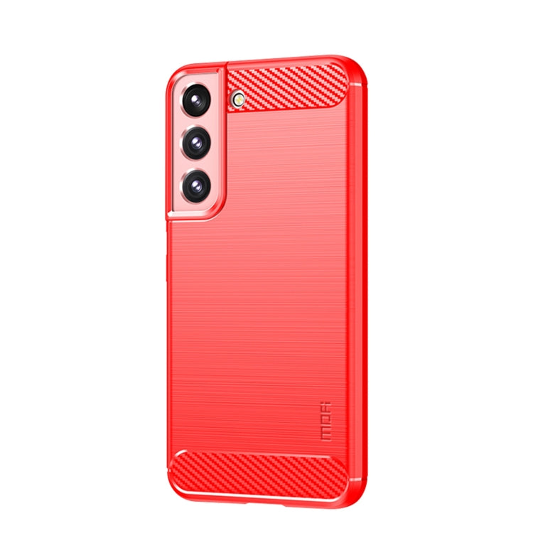 For Samsung Galaxy S22 5G MOFI Gentleness Series Brushed Texture Carbon Fiber Soft TPU Case(Red) by MOFI