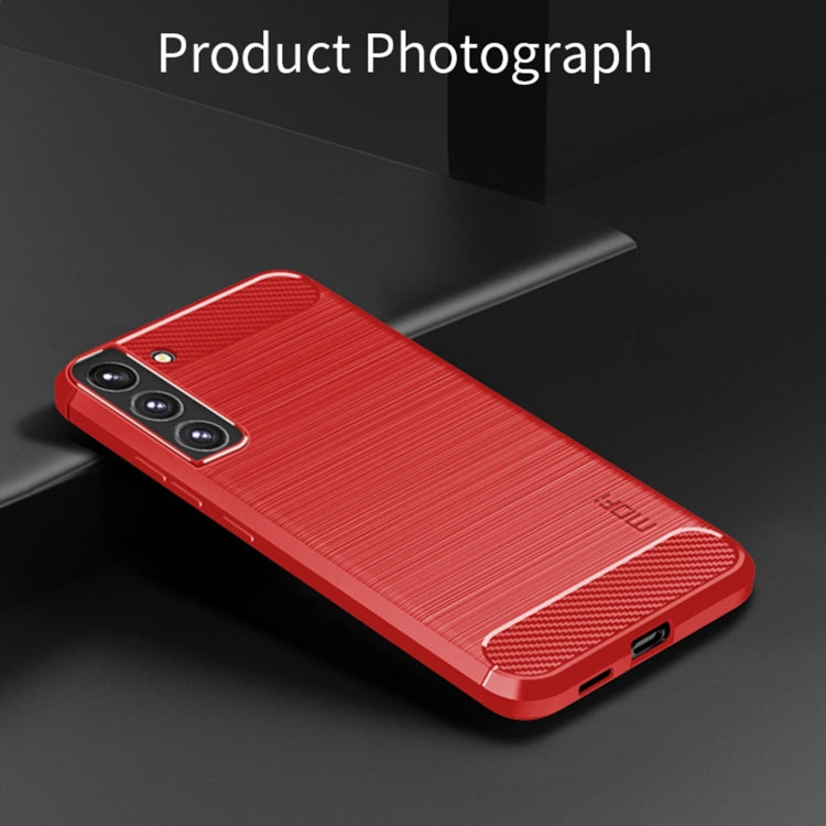 For Samsung Galaxy S22 5G MOFI Gentleness Series Brushed Texture Carbon Fiber Soft TPU Case(Red) by MOFI