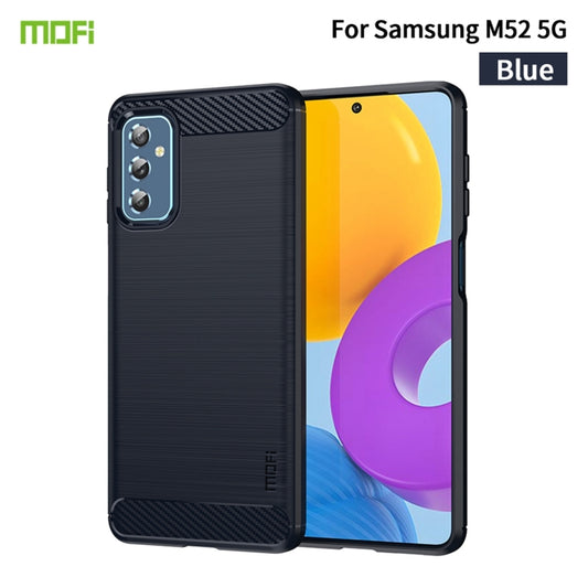For Samsung Galaxy M52 5G MOFI Gentleness Series Brushed Texture Carbon Fiber Soft TPU Case(Blue) by MOFI
