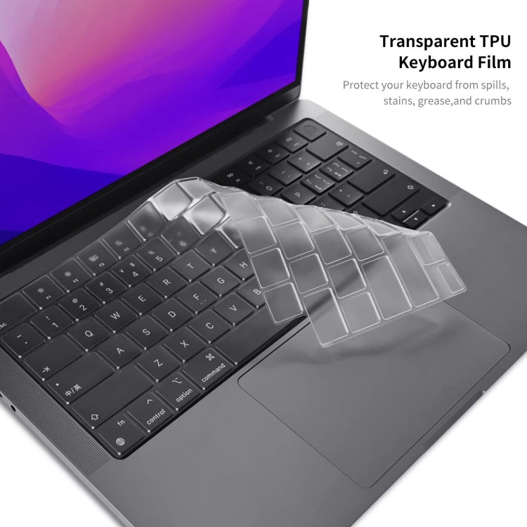 ENKAY Hat-Prince 3 in 1 Crystal Laptop Protective Case + TPU Keyboard Film + Anti-dust Plugs Set for MacBook Pro 16.2 inch A2485 2021/A2880 2023, Version:US Version(Purple) - MacBook Pro Cases by ENKAY | Online Shopping UK | buy2fix