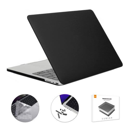 ENKAY Hat-Prince 3 in 1 Matte Laptop Protective Case + TPU Keyboard Film + Anti-dust Plugs Set for MacBook Pro 14.2 inch A2442 2021/A2779 2023/14 inch A3434 2025 (M5), Version:US Version(Black)