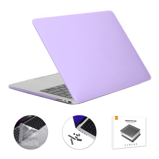 ENKAY Hat-Prince 3 in 1 Matte Laptop Protective Case + TPU Keyboard Film + Anti-dust Plugs Set for MacBook Pro 14.2 inch A2442 2021/A2779 2023/14 inch A3434 2025 (M5), Version:US Version(Purple)