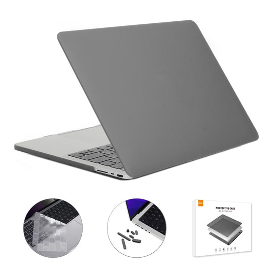 ENKAY Hat-Prince 3 in 1 Matte Laptop Protective Case + TPU Keyboard Film + Anti-dust Plugs Set for MacBook Pro 14.2 inch A2442 2021/A2779 2023/14 inch A3434 2025 (M5), Version:US Version(Grey)
