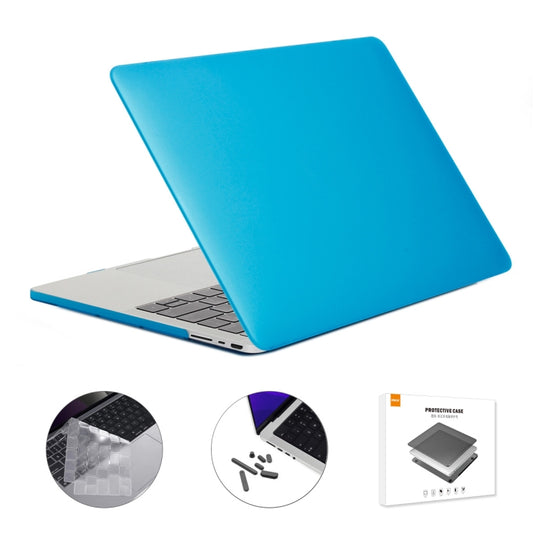 ENKAY Hat-Prince 3 in 1 Matte Laptop Protective Case + TPU Keyboard Film + Anti-dust Plugs Set for MacBook Pro 14.2 inch A2442 2021/A2779 2023/14 inch A3434 2025 (M5), Version:EU Version(Light Blue)