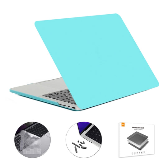 ENKAY Hat-Prince 3 in 1 Matte Laptop Protective Case + TPU Keyboard Film + Anti-dust Plugs Set for MacBook Pro 14.2 inch A2442 2021/A2779 2023/14 inch A3434 2025 (M5), Version:EU Version(Cyan)