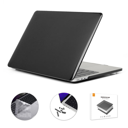 ENKAY Hat-Prince 3 in 1 Crystal Laptop Protective Case + TPU Keyboard Film + Anti-dust Plugs Set for MacBook Pro 14.2 inch A2442 2021/14 inch A3434 2025 (M5), Version:US Version(Black)