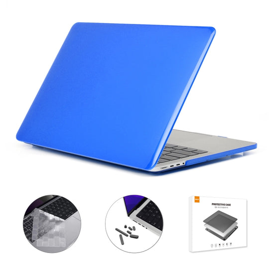 ENKAY Hat-Prince 3 in 1 Crystal Laptop Protective Case + TPU Keyboard Film + Anti-dust Plugs Set for MacBook Pro 14.2 inch A2442 2021/14 inch A3434 2025 (M5), Version:US Version(Dark Blue)