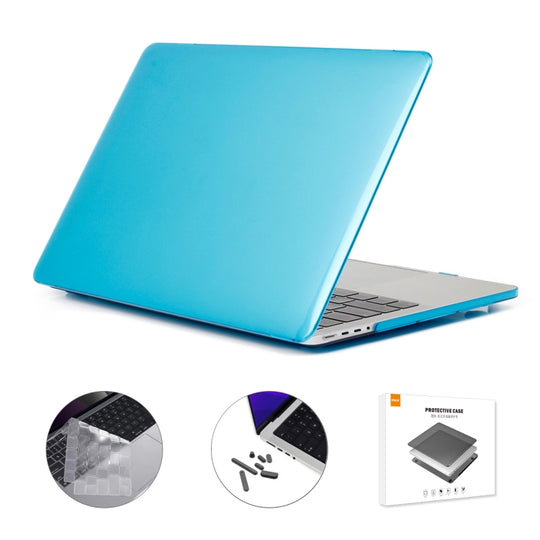 ENKAY Hat-Prince 3 in 1 Crystal Laptop Protective Case + TPU Keyboard Film + Anti-dust Plugs Set for MacBook Pro 14.2 inch A2442 2021/14 inch A3434 2025 (M5), Version:US Version(Light Blue)
