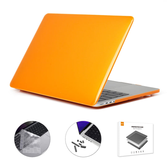 ENKAY Hat-Prince 3 in 1 Crystal Laptop Protective Case + TPU Keyboard Film + Anti-dust Plugs Set for MacBook Pro 14.2 inch A2442 2021/14 inch A3434 2025 (M5), Version:EU Version(Orange)