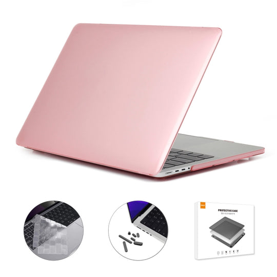 ENKAY Hat-Prince 3 in 1 Crystal Laptop Protective Case + TPU Keyboard Film + Anti-dust Plugs Set for MacBook Pro 14.2 inch A2442 2021/14 inch A3434 2025 (M5), Version:EU Version(Pink)