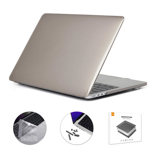 ENKAY Hat-Prince 3 in 1 Crystal Laptop Protective Case + TPU Keyboard Film + Anti-dust Plugs Set for MacBook Pro 14.2 inch A2442 2021/14 inch A3434 2025 (M5), Version:EU Version(Grey)