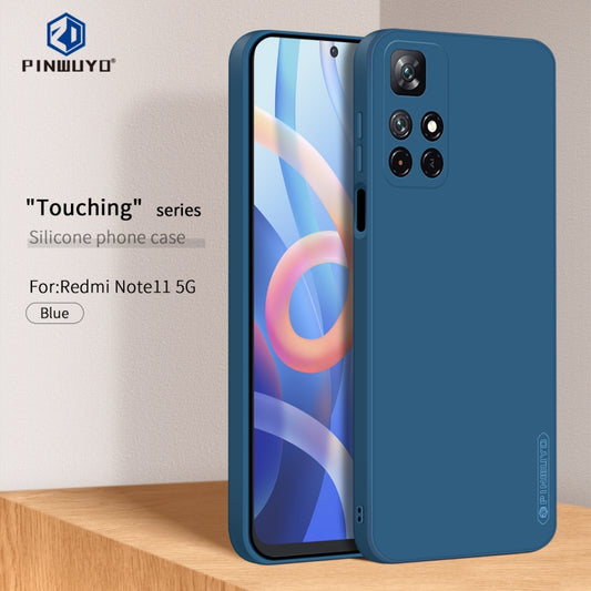 For Xiaomi Redmi Note 11 / Poco M4 Pro 5G PINWUYO Liquid Silicone TPU Phone Case(Blue) by PINWUYO