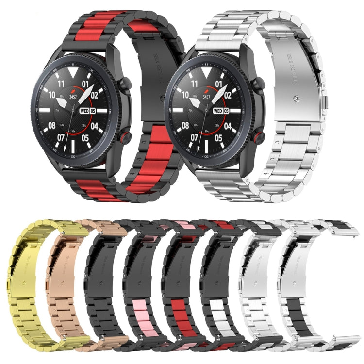 For Huawei Watch GT Runner / Watch GT 3 46mm Three Bead Stainless Steel Watch Band (Red) - Watch Bands by buy2fix | Online Shopping UK | buy2fix