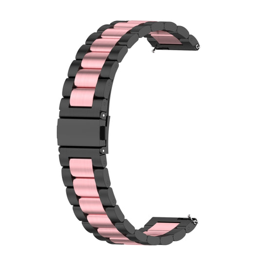 20mm Three Flat Buckle For Huawei watch GT 3 42mm / Watch GT 2 42mm Stainless Steel Watch Band (Black Pink)