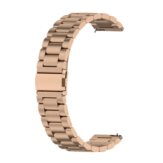 20mm Three Flat Buckle For Huawei watch GT 3 42mm / Watch GT 2 42mm Stainless Steel Watch Band (Rose Gold)
