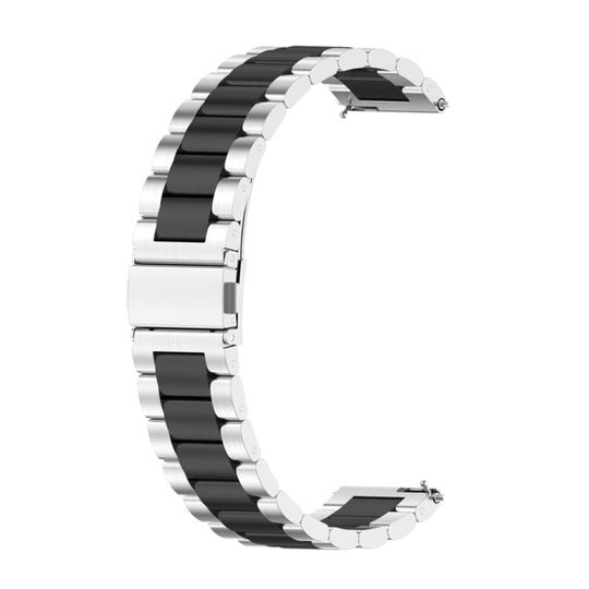 20mm Three Flat Buckle For Huawei watch GT 3 42mm / Watch GT 2 42mm Stainless Steel Watch Band (Silver Black)