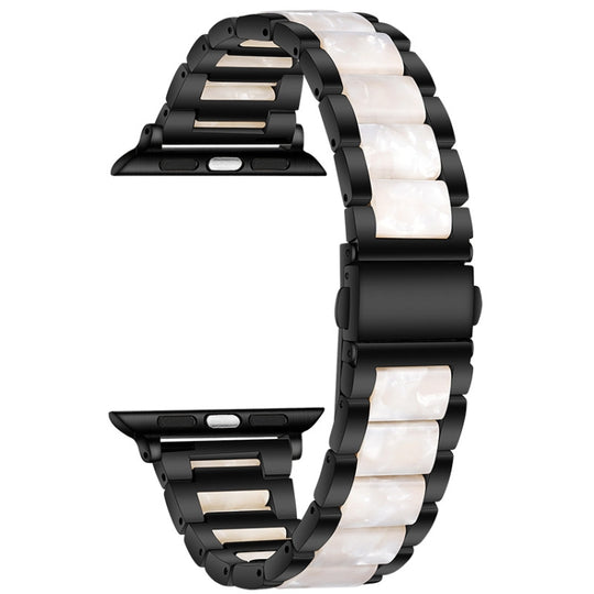Metal + Resin Watch Band For Apple Watch Ultra 49mm&Watch Ultra 2 49mm / Series 9&8&7 45mm / SE 3&SE 2&6&SE&5&4 44mm / 3&2&1 42mm(Black White)