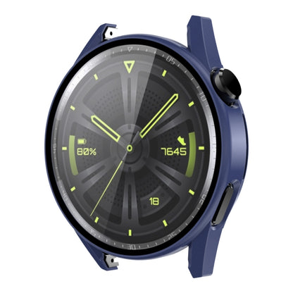 For Huawei Watch GT 3 42mm ENKAY Matte PC Frame + Tempered Glass Protector Case(Dark Blue) - Watch Cases by ENKAY | Online Shopping UK | buy2fix