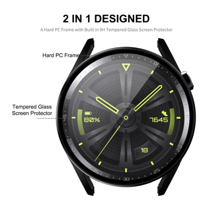 For Huawei Watch GT 3 42mm ENKAY Matte PC Frame + Tempered Glass Protector Case(Dark Green) - Watch Cases by ENKAY | Online Shopping UK | buy2fix