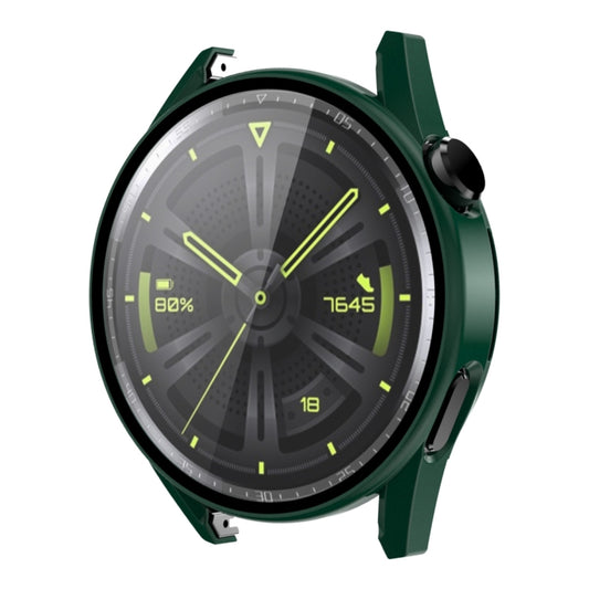 For Huawei Watch GT 3 46mm ENKAY Matte PC Frame + Tempered Glass Protector Case(Dark Green) by ENKAY