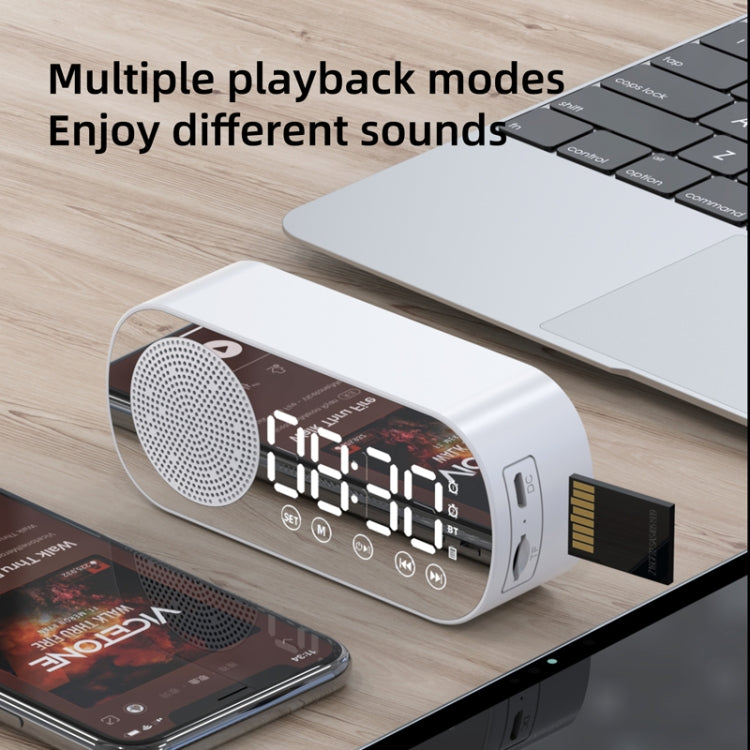 Z7 Digital Bluetooth 5.0 Speaker Multi-function Mirror Alarm Clock FM Radio(White) - Desktop Speaker by buy2fix | Online Shopping UK | buy2fix