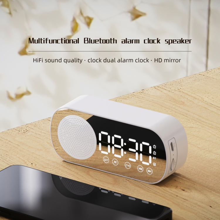 Z7 Digital Bluetooth 5.0 Speaker Multi-function Mirror Alarm Clock FM Radio(White) - Desktop Speaker by buy2fix | Online Shopping UK | buy2fix