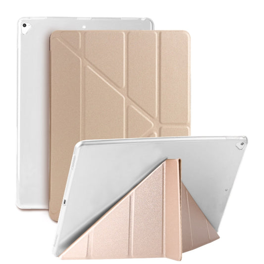 Multi-folding TPU Back Flip Leather Smart Tablet Case for iPad Pro 12.9 inch 2015 / 2017(Gold) - iPad Pro 12.9 inch Cases by buy2fix | Online Shopping UK | buy2fix