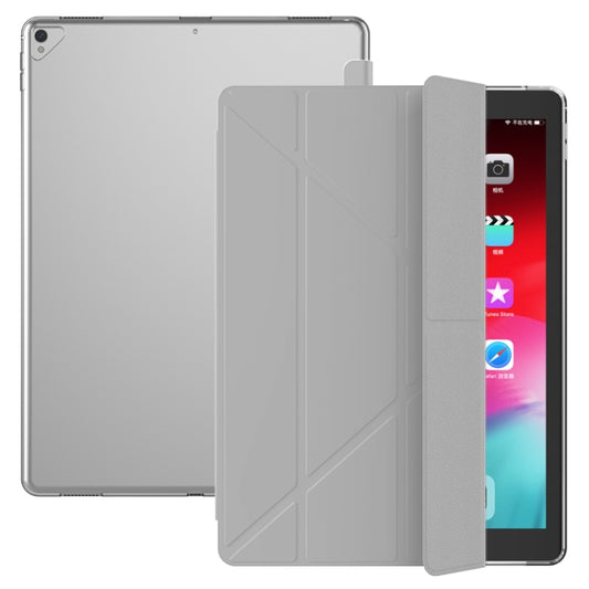 Multi-folding TPU Back Flip Leather Smart Tablet Case for iPad Pro 12.9 inch 2015 / 2017 (Grey) - iPad Pro 12.9 inch Cases by buy2fix | Online Shopping UK | buy2fix