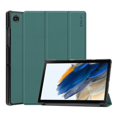 For Samsung Galaxy Tab A8 10.5 2021 ENKAY Custer Texture Leather Smart Tablet Case(Dark Green) - Other Galaxy Tab PC by ENKAY | Online Shopping UK | buy2fix
